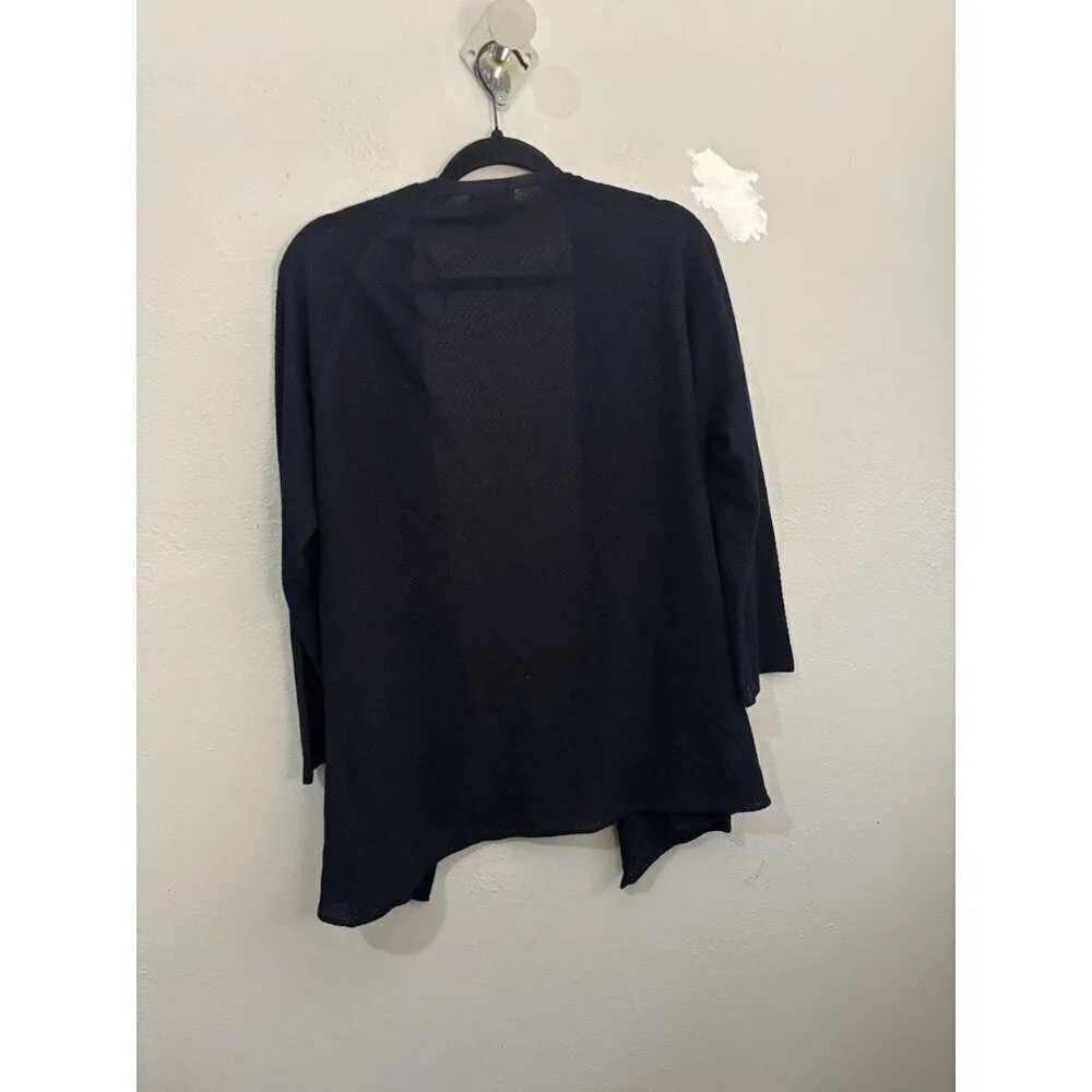 Massimo Dutti Navy Blue Cardigan Open Knit Women Large